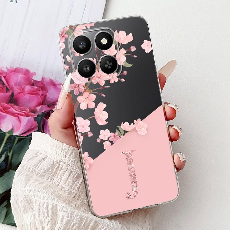 Clear For Honor 400Smart 5G LGN-NX1 Case For Honor 400 Smart Cover Luxury A-Z Letters Fashion Flowers Crown Soft Bumper Casing