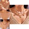 Bohemian Starfish Pearl Pendant Necklace For Women With Multilayer Design And Zinc Alloy Chain