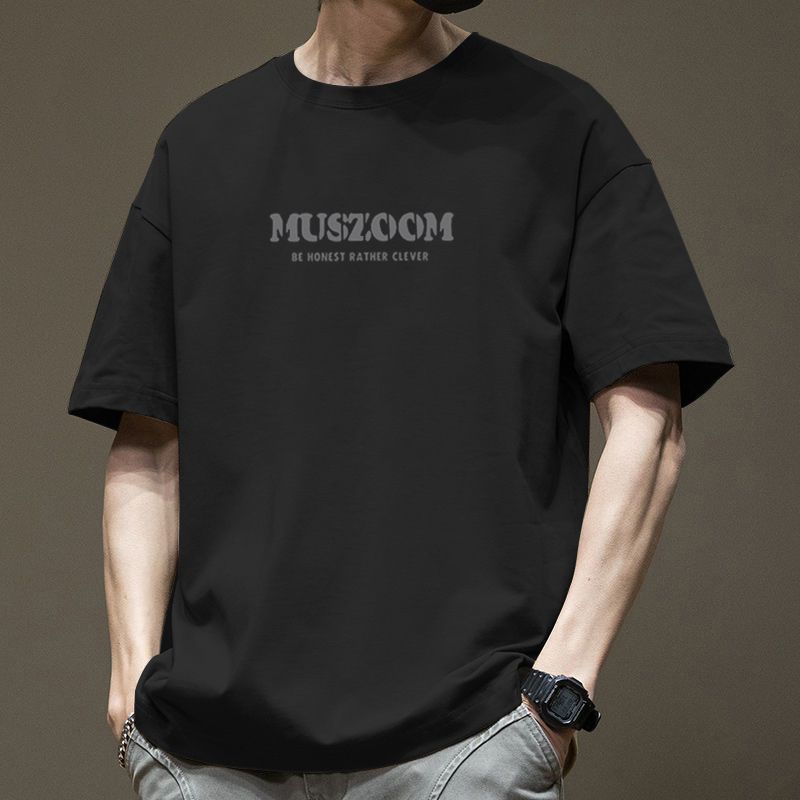 Muszoom Pure Cotton Mens T-shirt O-neck Half Sleeves Casual Loose Tee Man Hip Hop Pullover Shirt