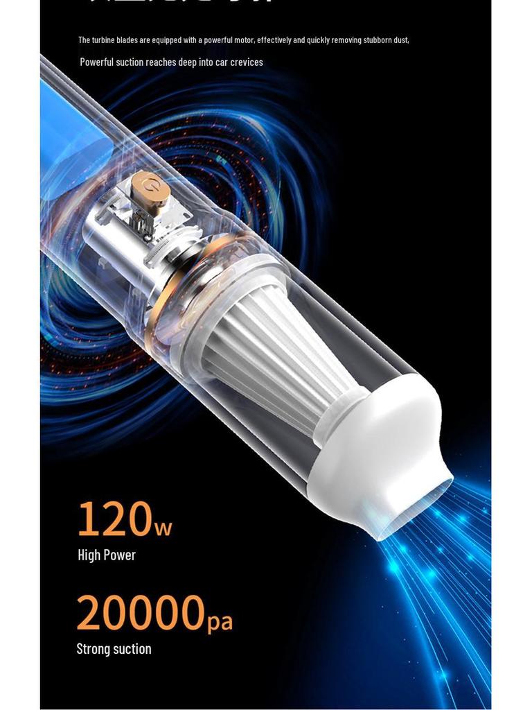 Portable Wireless Charging Car Vacuum Cleaner – Mini Handheld for Home and Auto Use