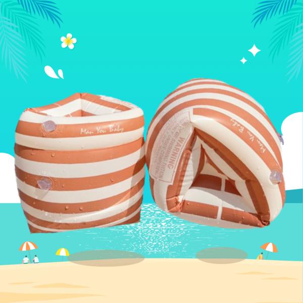 KC-zertifizierter Armschlauch für Erwachsene Armschlauch Armring Unterarm Wasserspiel Sicherheitsausrüstung Jugend, orange gestreift, 1 Set, Koreanische Wasser-Spaßartikel