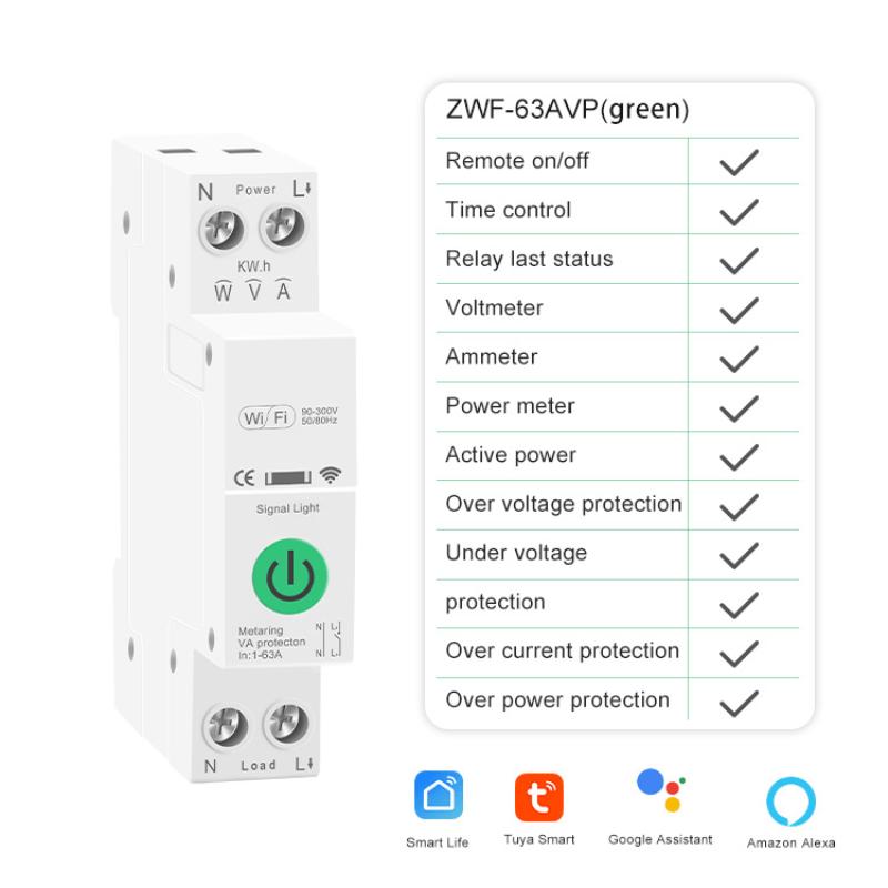 Smart WiFi Circuit Breaker Mobile App Control Overvoltage Overload Protection for Student Dorm Room Use