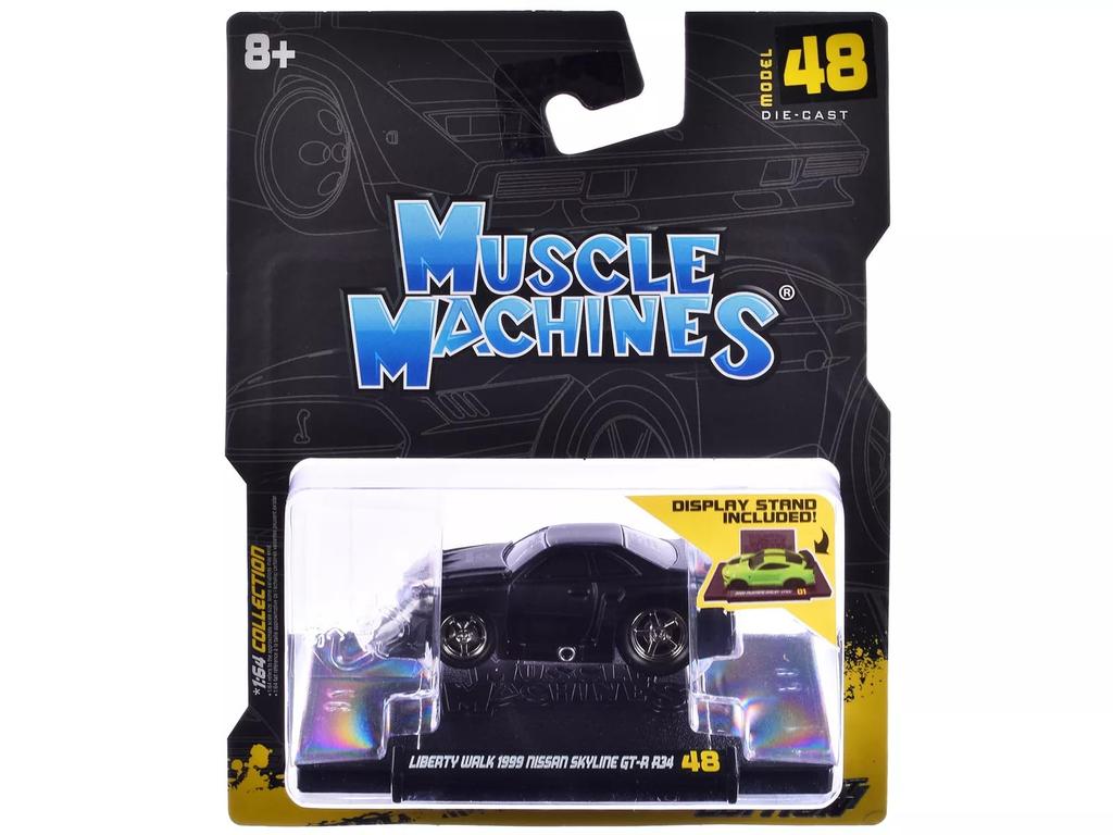 Muscle Machines 1/64 Liberty Walk Nissan GT-R R34 1990 Blackout Edition Muscle Machines LBWK Diecast Car [Parallel Import]