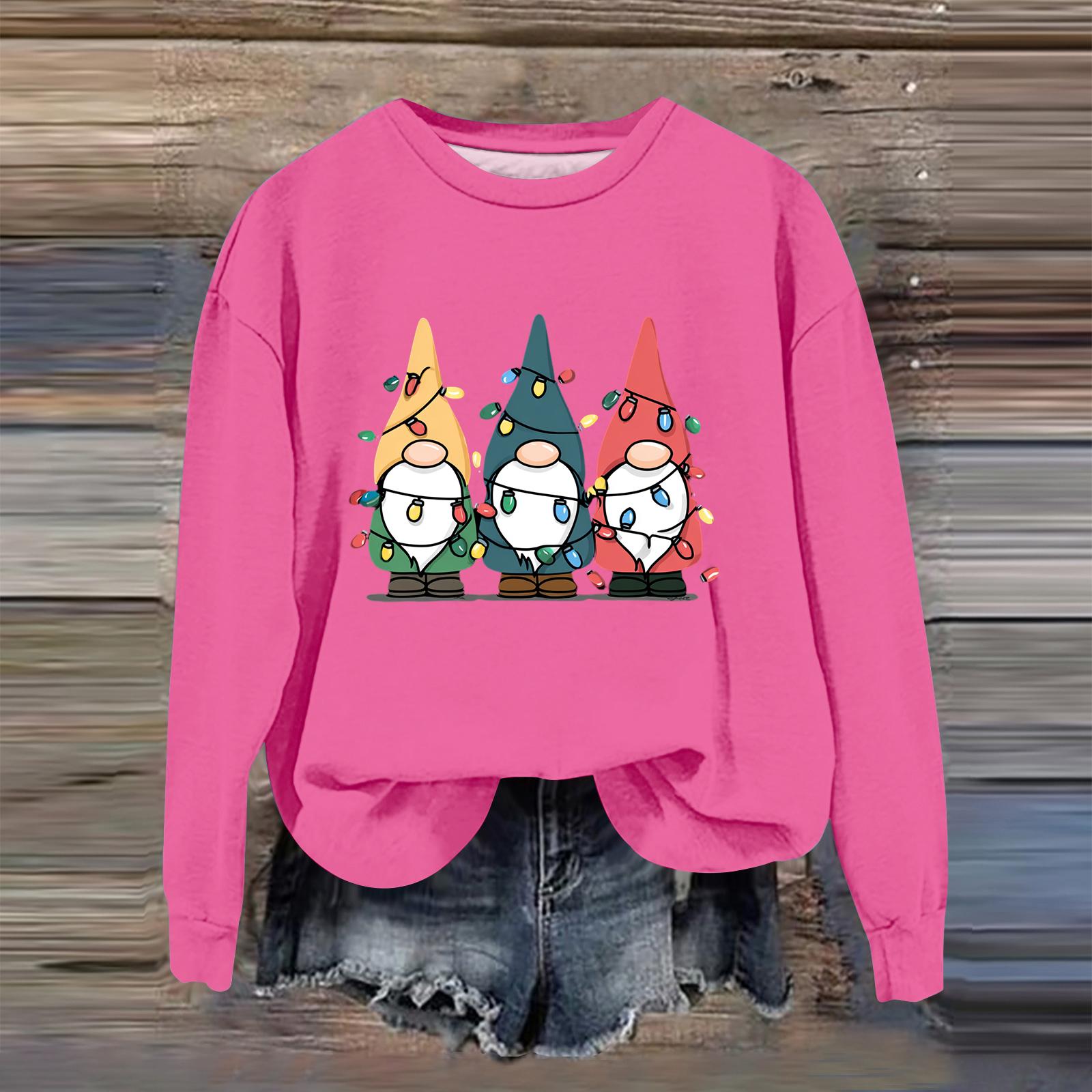 

Women s Fashion Casual Long Sleeve Loose Christmas Printed Sweatshirt L