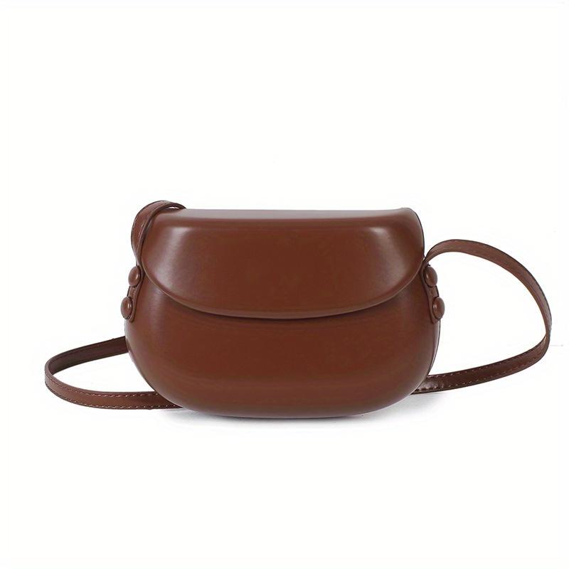 Women'S Versatile Large Shell Bag, Saddle Bag, Shoulder Crossbody Bag, Solid Color, Magnet Closure, Polyester Lining, Dry Clean, Various Colors