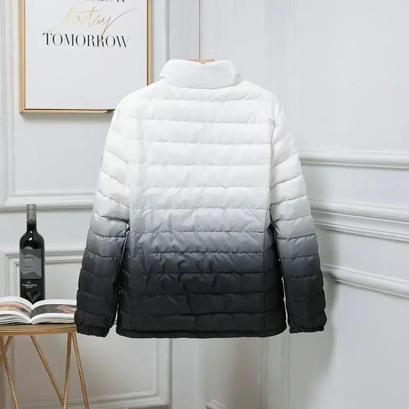 Down Jacket Man Warm Winter Coat for Men Gradient Clothing Fashion 2025 Harajuku Joker Fast Delvery Work High Quality Casual Y2k
