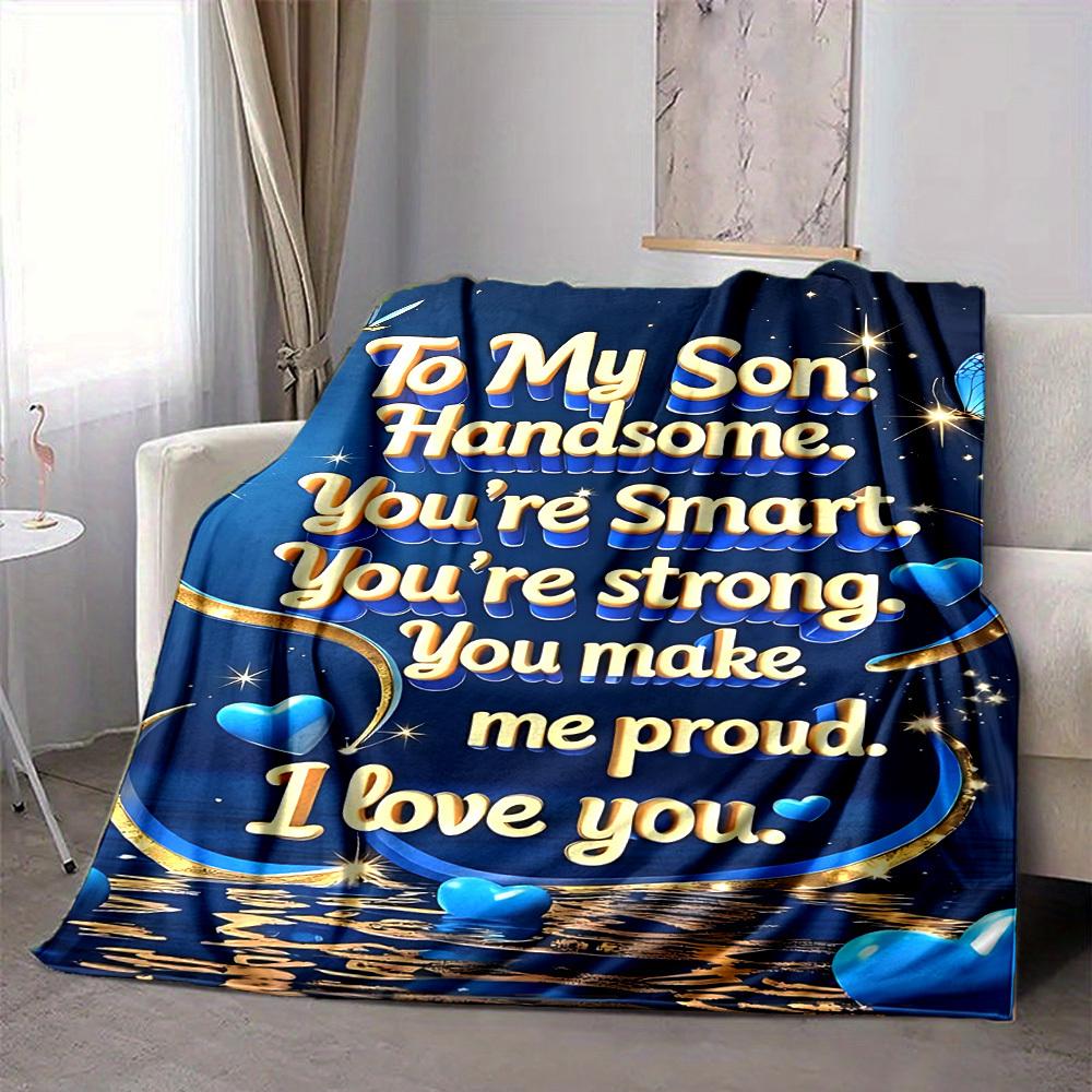 1PC Son Love Message Print Blanket, Soft Throw Blanket - Warm & Cozy for Couch, Bed, Office, and Travel yy250912187