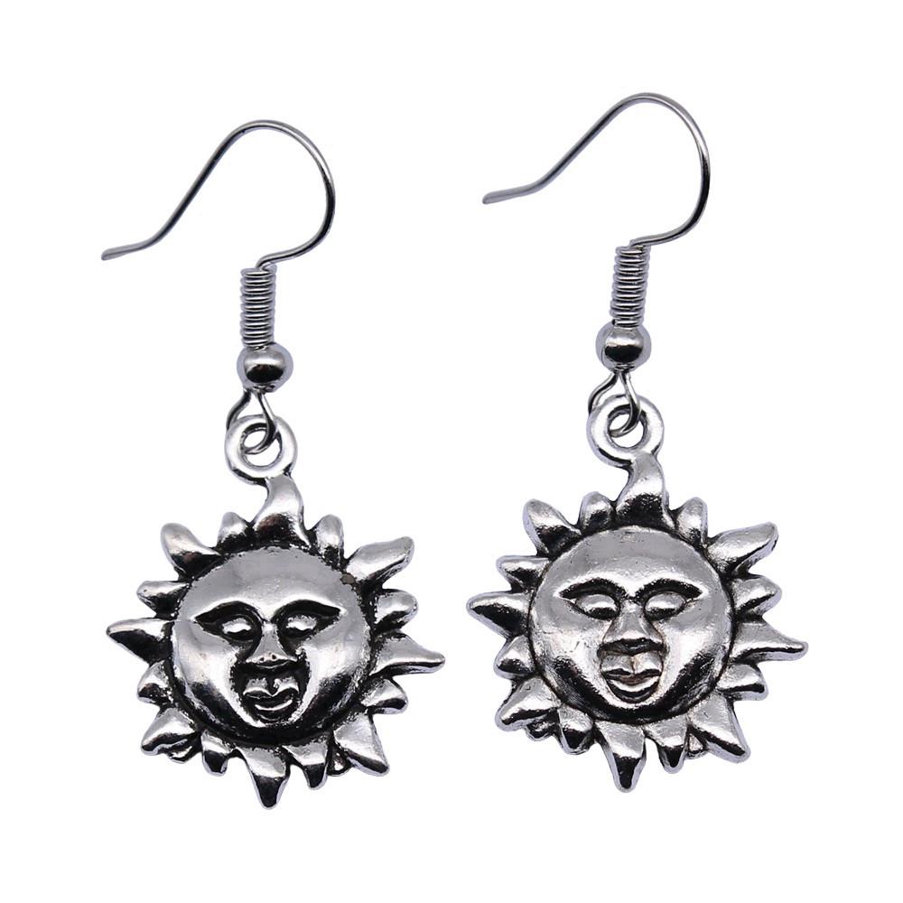 Matte Crescent Moon Dangle Earrings Sun Minimalist Gothic Lunar Drop Earrings Dark Celestial Jewelry