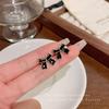 Silver needle French retro black bow stud earrings women's simple small versatile earrings high-end ear jewelry