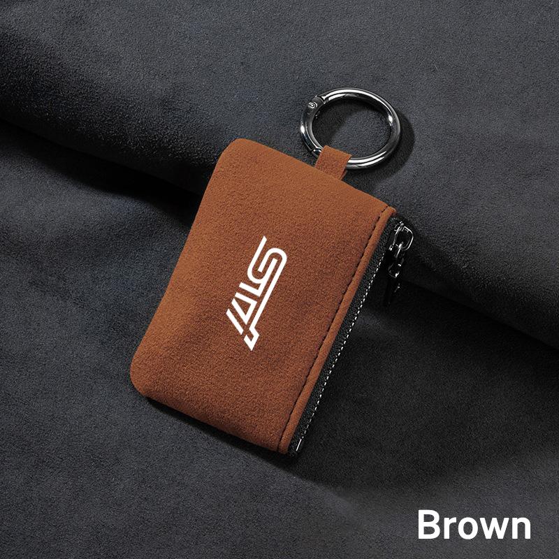 1PC Suede Car Key Bag Wallet TUJRYI Keychain Card Storage Pouch For Subaru Legacy Forester XV Outback WRX Tribeca BRZ Exiga Accessories