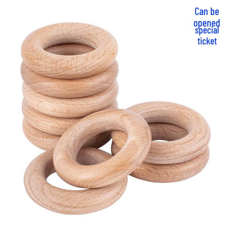 Beech Wood Teething Ring - Natural Finish, Round, DIY Infant Toy Accessory 25mm Wood Ring