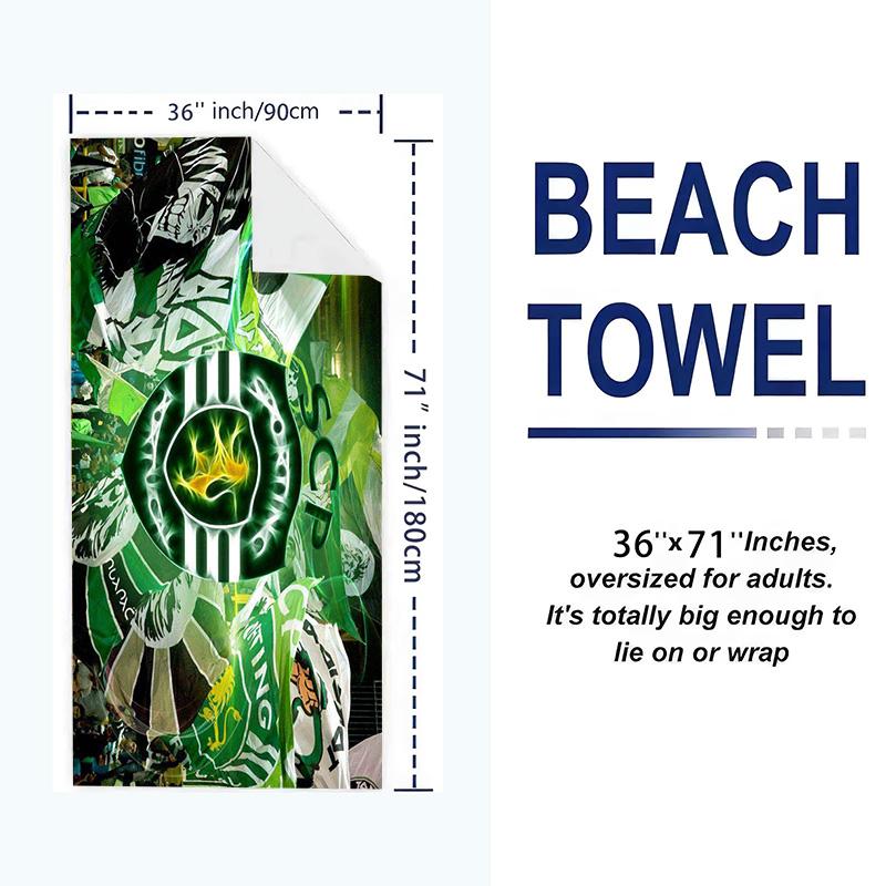 Sporting CP Logo Print Beach Towel, Large Soft Quick Dry Towel for Beach Camping Swimming