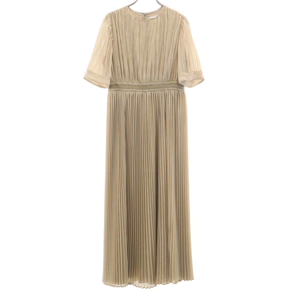 

CLANE Платье длинное плиссированное с переключением цветочного узора, с коротким рукавом 1 бежевое Женское Б/У