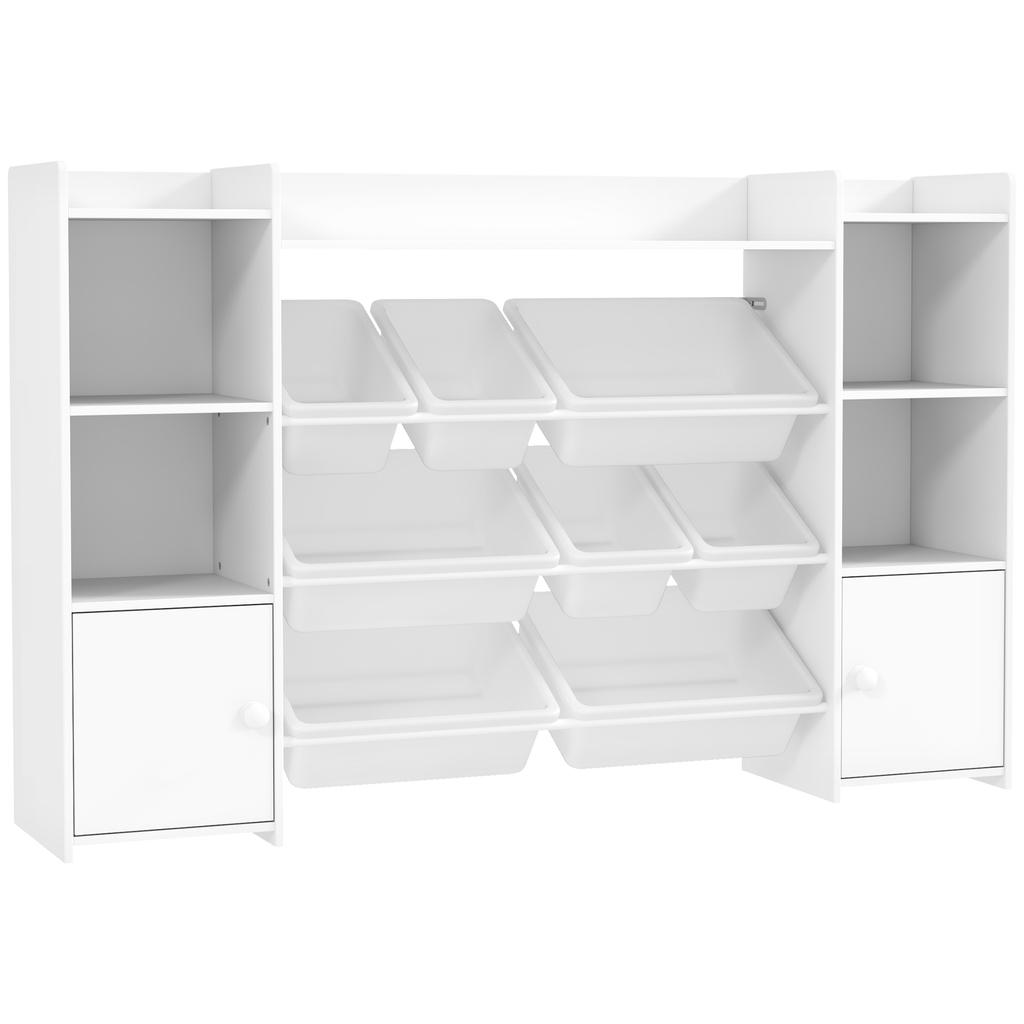 Kinder-Aufbewahrungsregal, Regal für Spielzeug und Bücher, für ordentliche Organisation, 8 herausnehmbare Boxen, Weiß