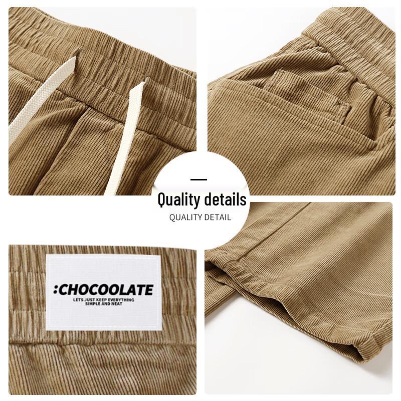 CHOCOOLATE Men's Corduroy Loose Fit Curved Leg Casual Pants
