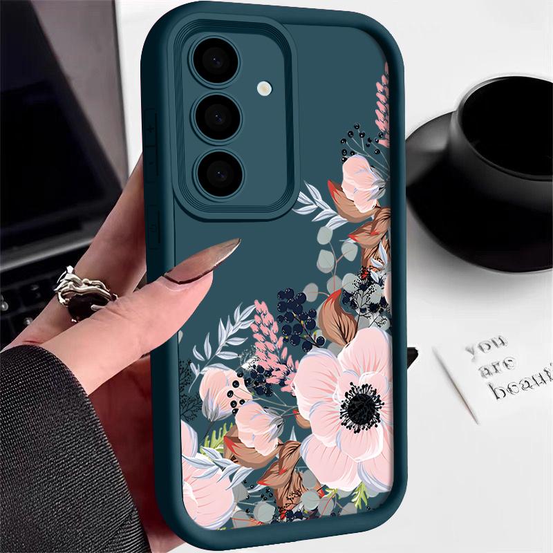 Flower Print Case For Samsung Galaxy S25 S24 S23 S22 Ultra S21 S24 FE A55 A54 A34 A15 A14 A35 A52 A53 A25 A16 5G Soft TPU Cover