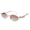Stylish Sunglasses for Girls Boys Photo Props Travel Hip Hop Oval Frame Oval Frame Rhinestones Glasses Metal Eyewear