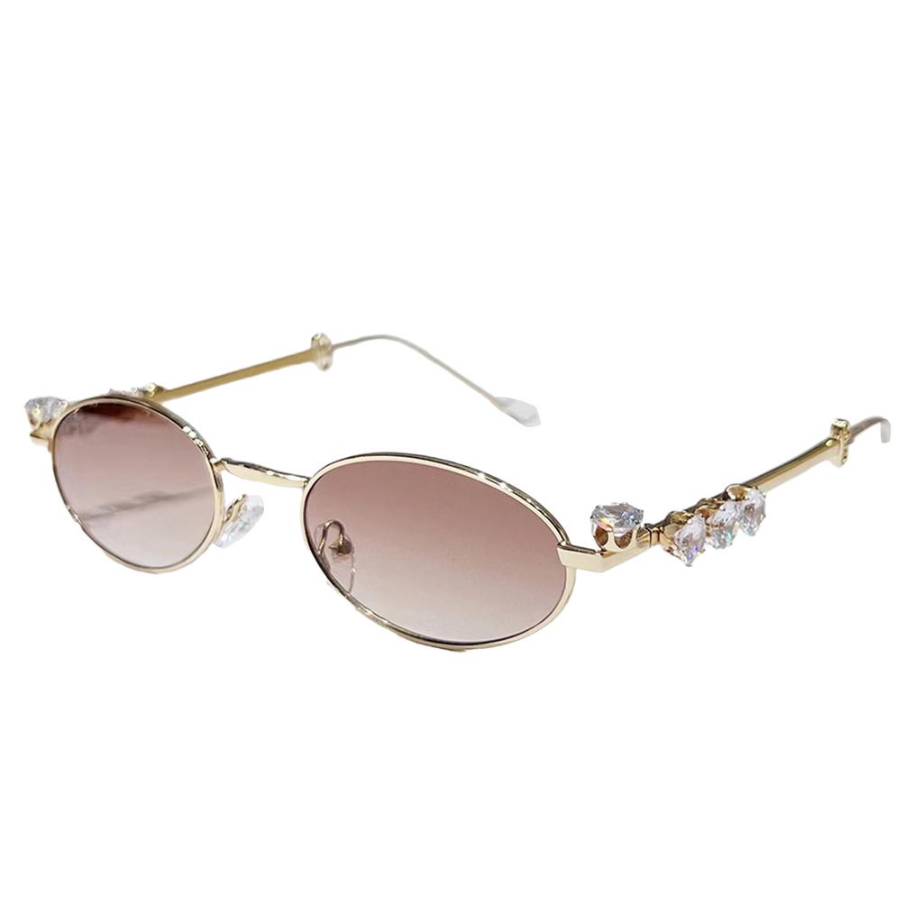 Stylish Sunglasses for Girls Boys Photo Props Travel Hip Hop Oval Frame Oval Frame Rhinestones Glasses Metal Eyewear