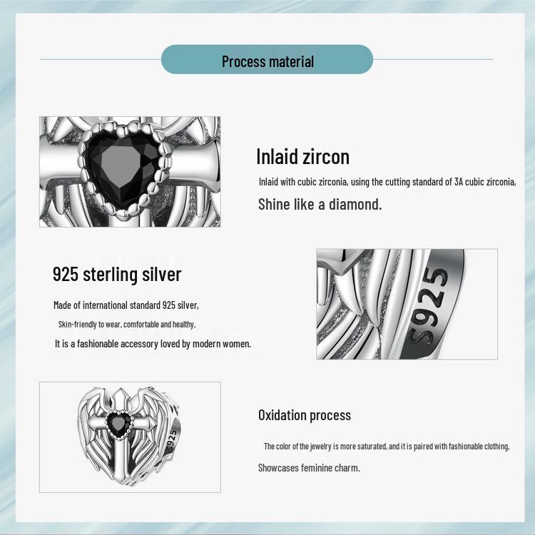 Aifle 925 Silver Faith & Love Cross Guarding Beads DIY Jewelry Accessories