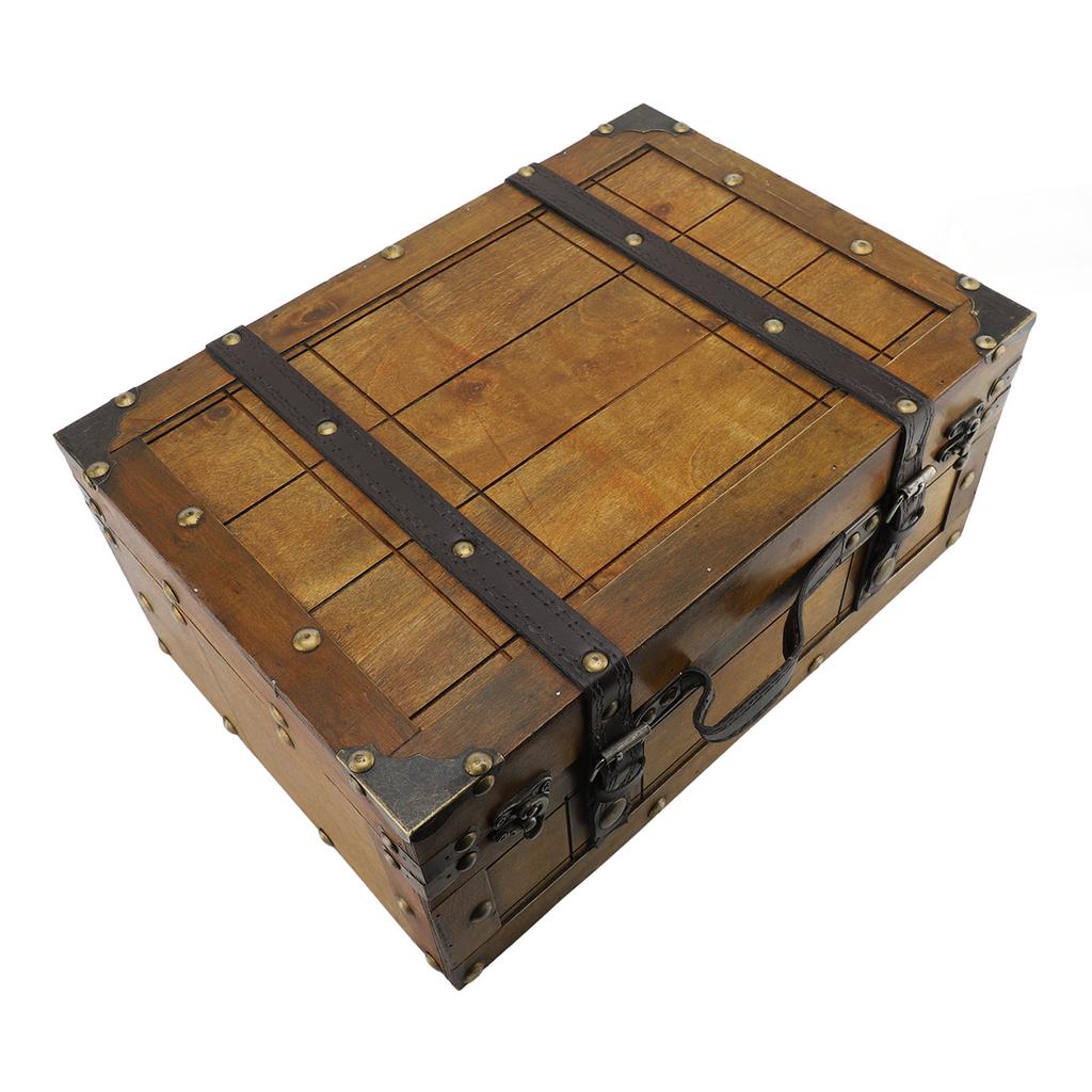 Vintage Wooden Trunk Retro Elegant Decorative Suitcase Storage Box Photo Props Gift