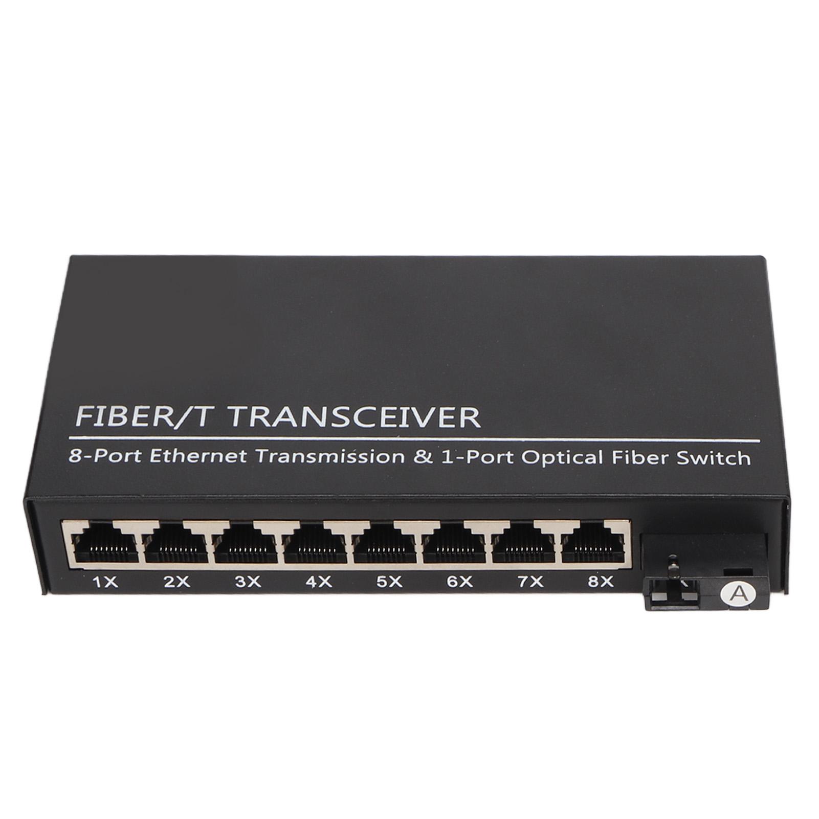

Tx1310nm RX1550nm Fiber Transceiver Up To 25km 1 Optical Port 8 Electrical Port Single Mode EU Plug