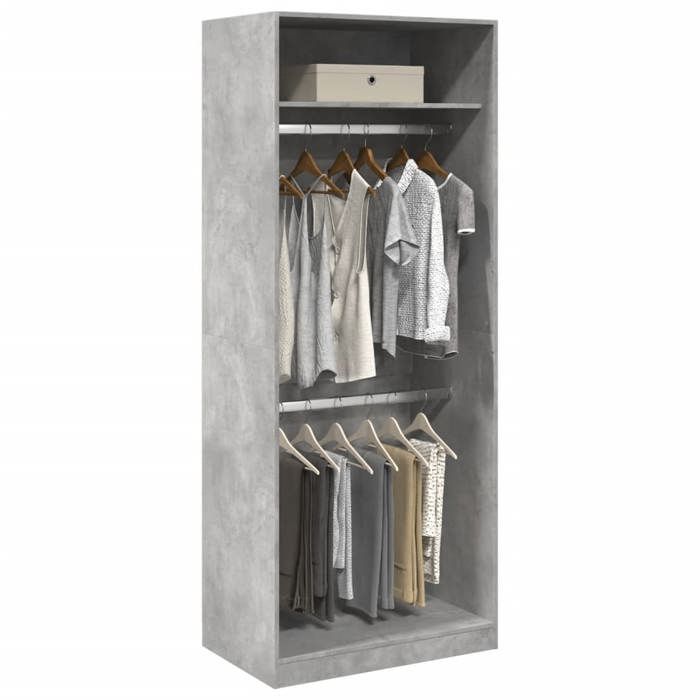 VidaXL Wardrobe Concrete Grey 80x50x200 Cm Engineered Wood, Storage Cabinet, Wardrobe Organizer, Cabinet, 3307795
