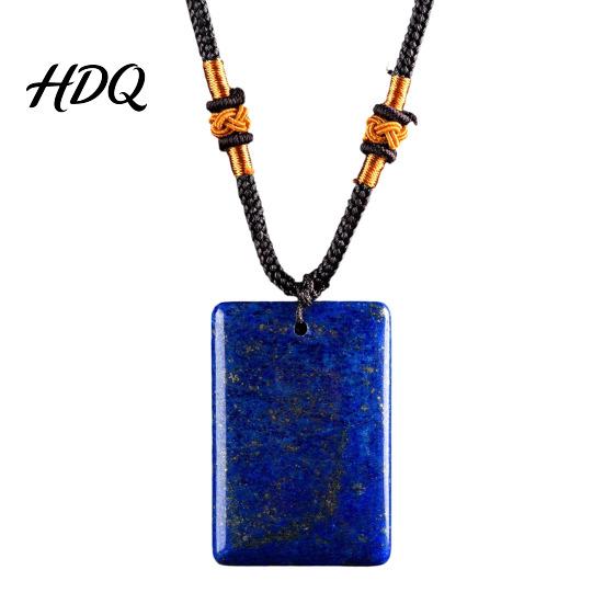 Healing Energy Stone Necklace Natural Crystal Pendant Necklace with Adjustable Polished Braided Rope Fake Gemstone Jewelry for Men Women