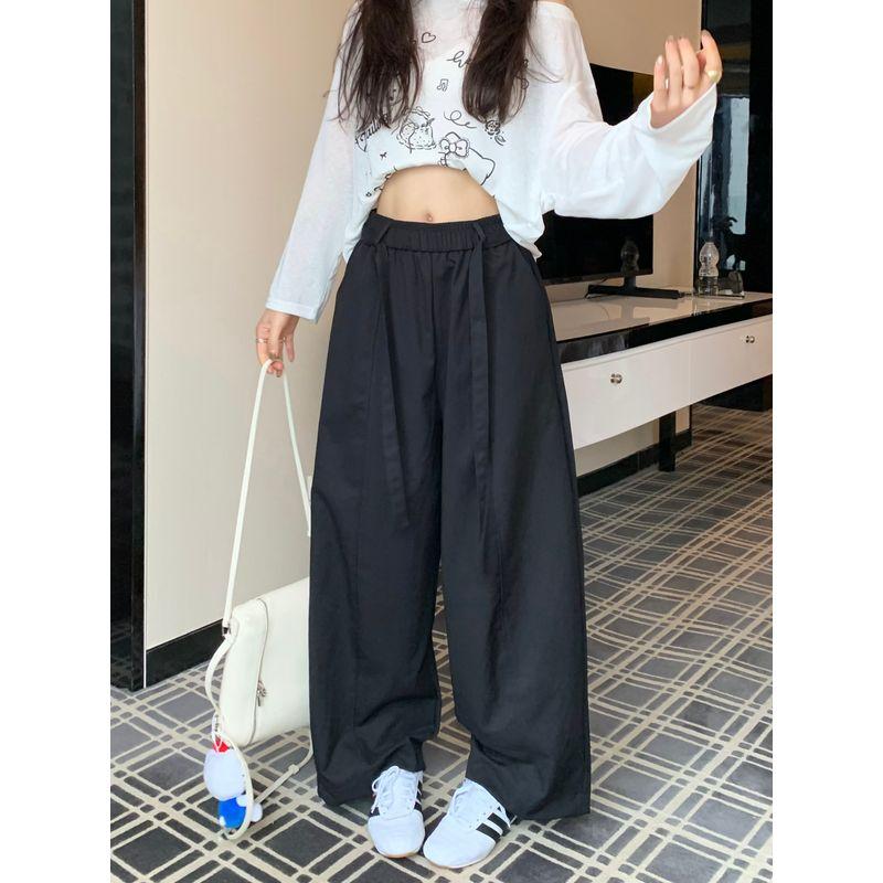 Kumikumi Stylish Minimalist Pure Color High Waist Casual Pants Women's Autumn Loose Slimming and All-Matching Matchet Pants Pants