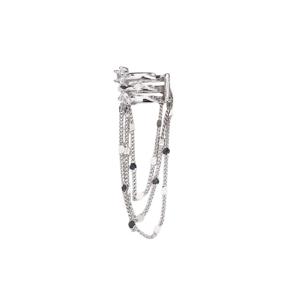 Spring Dawn Geometric Tile Chain Long Ear Cuff