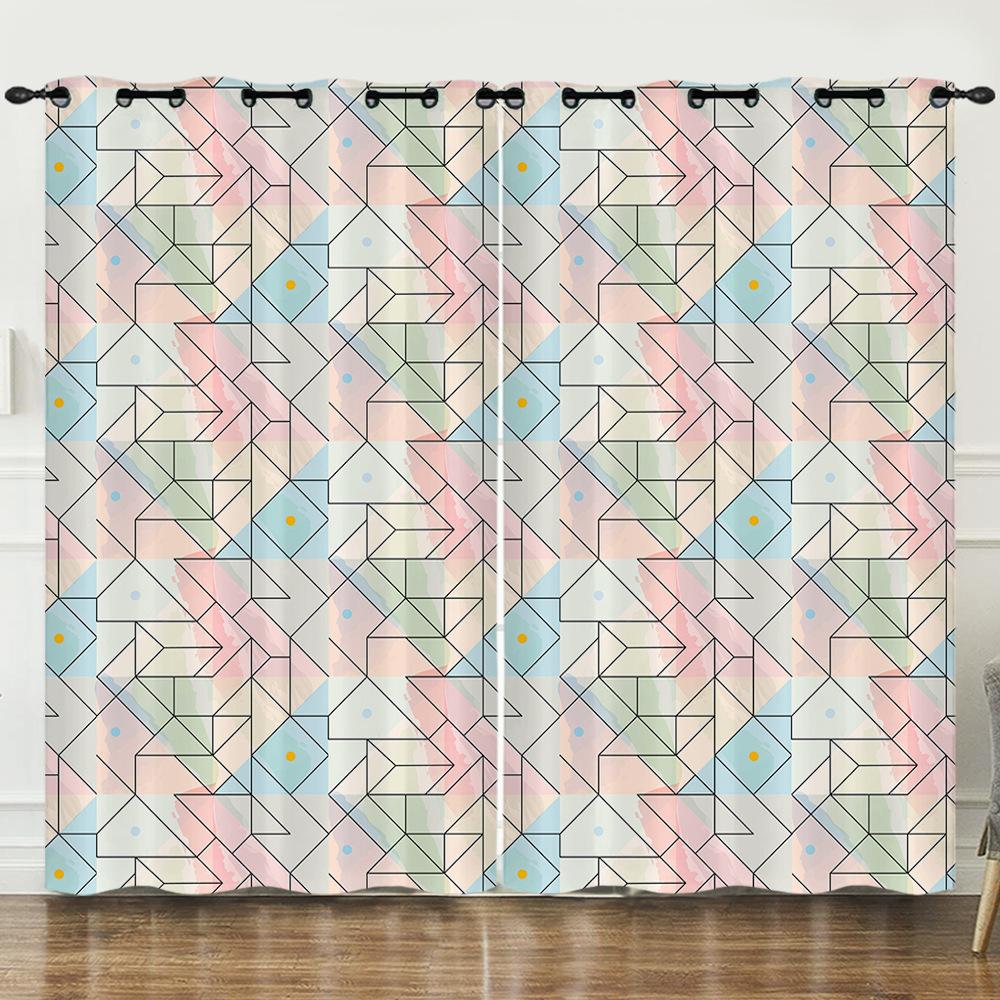 Curtain Ethnic Style 3D Digital Printing Blackout Curtain Punching
