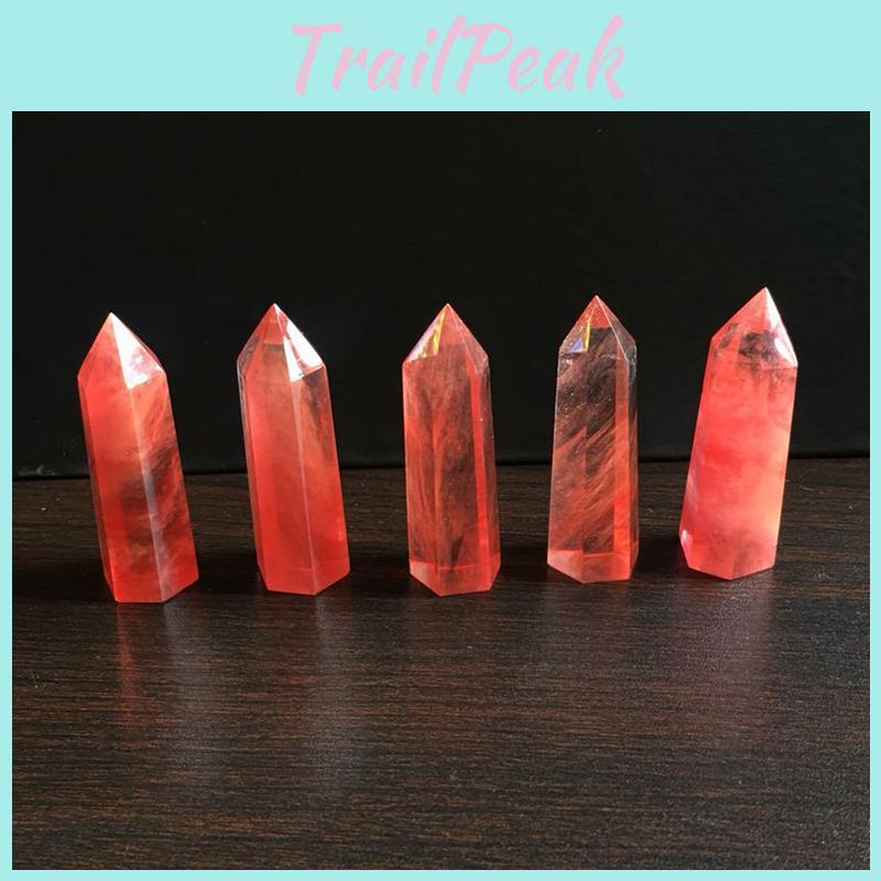 Dazzling Rare Red Quartz Crystal Single Terminated Wand For Natural Healing Decor