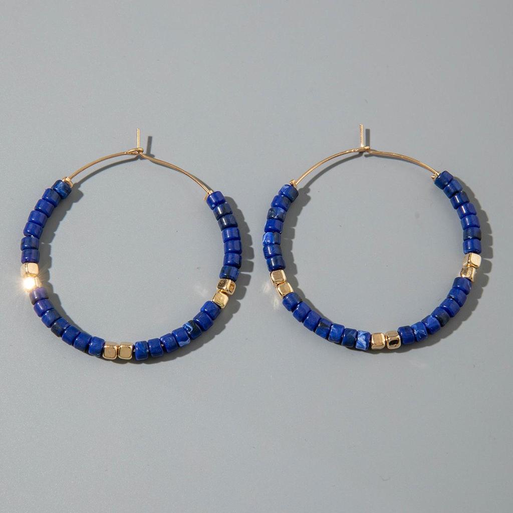 New Light Luxury French Earrings Women's Jewelry Retro Fashion Versatile Earrings Resin Colored Gold Beads Jewelry