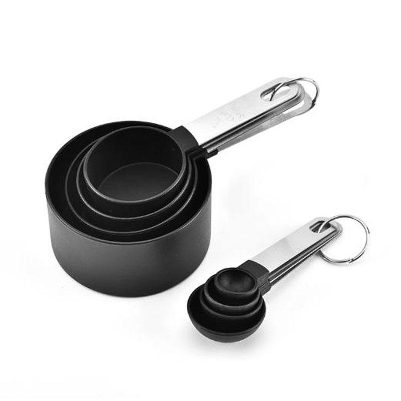 8-Piece Measuring Cup and Spoon Set Stainless Steel Handles Kitchen Baking Tools & Accessories Weighing Gadgets