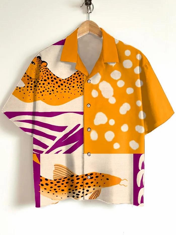 Fashion Men's Graphics Shirts Short Sleeved Button Down Lapel Shirts For Summer Oversized Tops Vacation Casual Hawaiian Shirts
