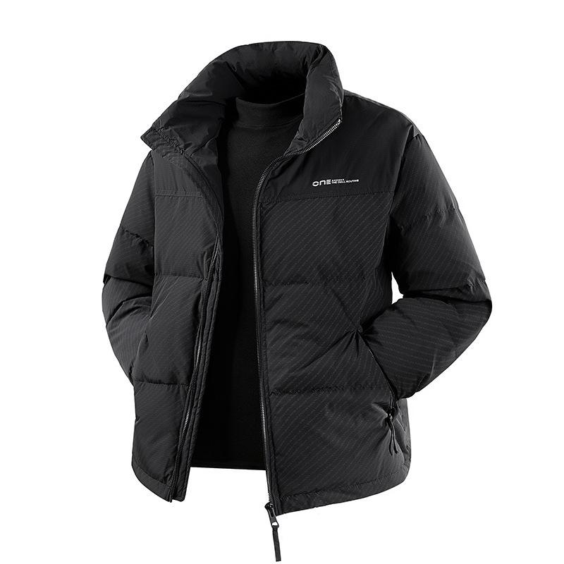 2025 winter men's white duck down jacket men's shirt collar fake two pieces stand collar thickened down warm fake two pieces