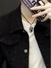 2025 Men's Trendy Slim Fit Denim Jacket - Spring/Autumn Solid Color Casual Top
