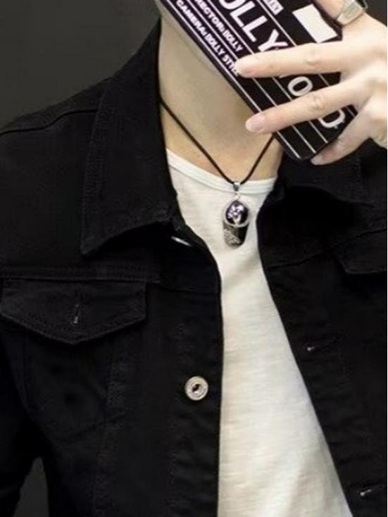 2025 Men's Trendy Slim Fit Denim Jacket - Spring/Autumn Solid Color Casual Top