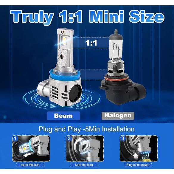 H11/H9/H8 Led Headlight Blubs,Upgraded Light Bulb Halogen Replacement,1:1 Size Fog Light,6500K Illumination With Cooling Fan For H11 Headlight