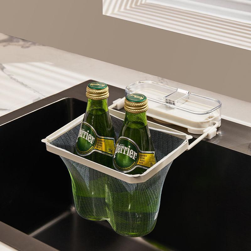 Kitchen Sink Filter Rack With 50pcs Net Filter Bag Foldable Multi-Purpose Drainage Basket Leftovers Soup Food Drainer Shelf