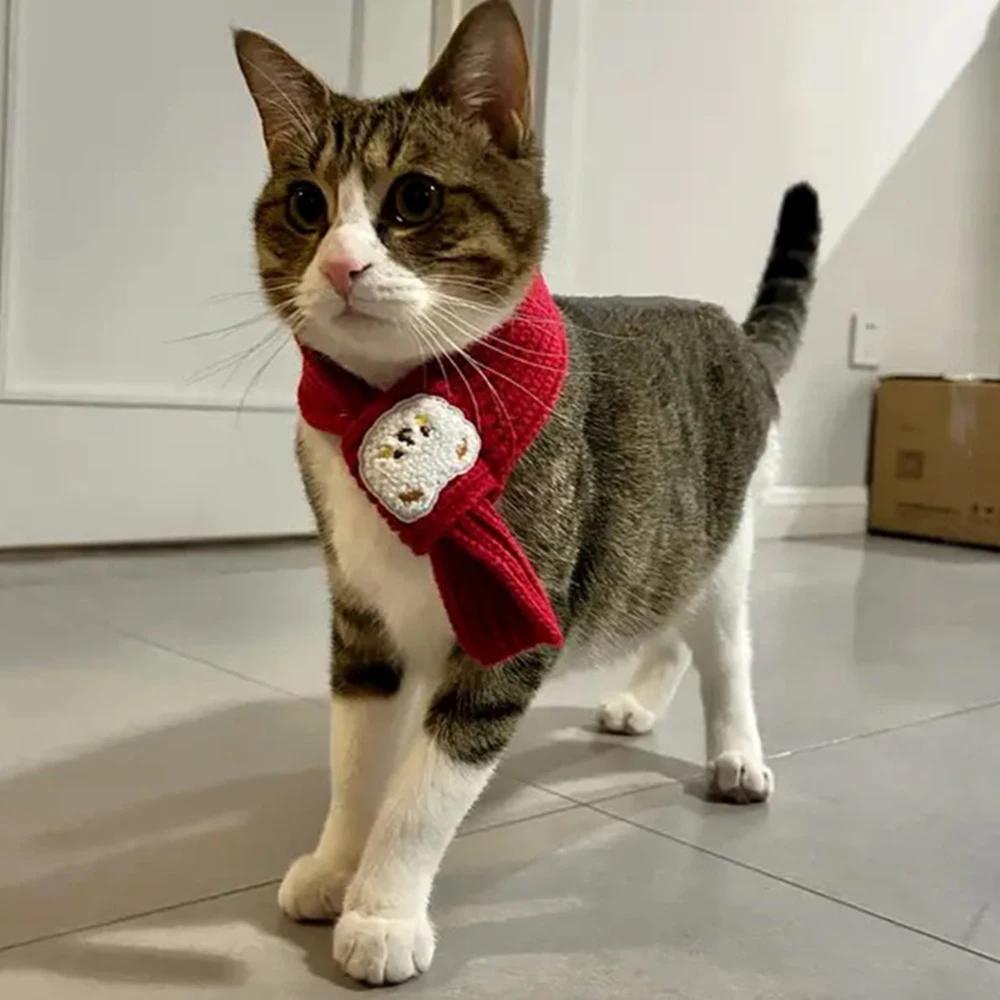 New Year Festive Sphynx Cat Scarf for Cats Gotas Winter Warm Pet Neck Accessories Garfield Siamese Dog Scarves Mascotas Products