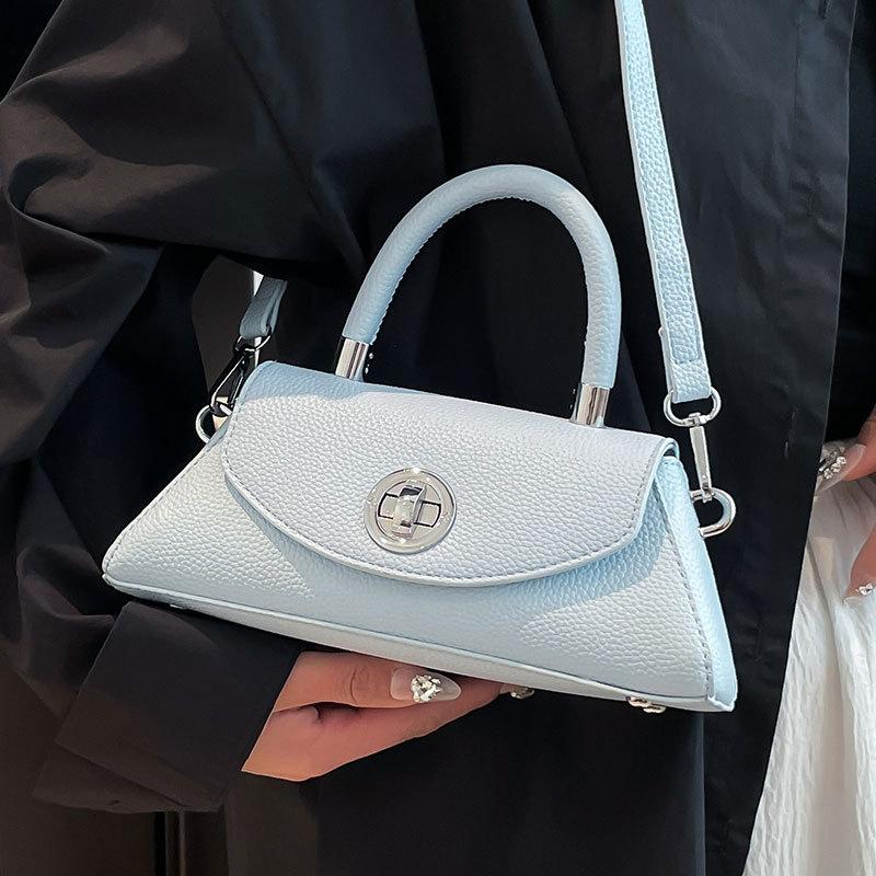 Popular Simple Temperament High-end Lychee Pattern Trapezoidal Portable Small Square Bag Casual Versatile Foreign Style Messenger Bag