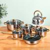 6 Pieces Stainless Steel Ergonomic Handle Portable Nonstick Pan Saucepan Pots and Pans Set Kitchen Cooking Set for Kitchen Home