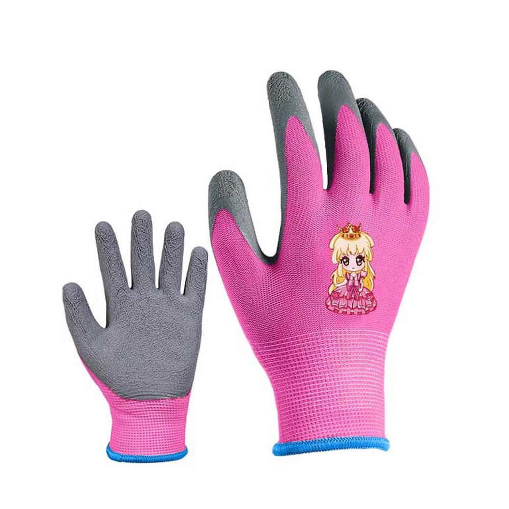 2 Pairs Thickening Kids Work Gloves Cartoon Gardening Gloves  for Student Children
