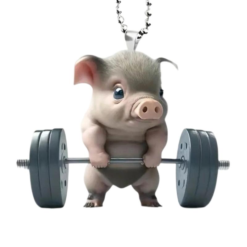 Creative Weightlifting Flat Acrylic Car Hanging Ornaments Durable Car Accessories For Homes Decors And Gift