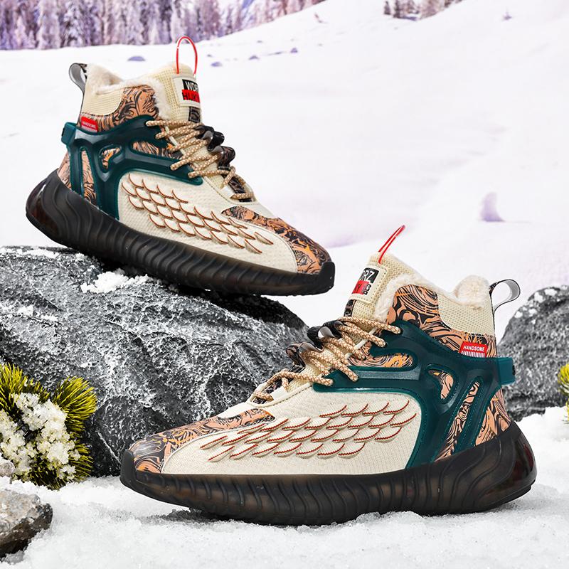 TUINANLE Męskie buty zimowe z dodatkiem kaszmiru, ciepłe, bawełniane, do biegania, sportowe, rekreacyjne, trampki z wysoką cholewką
