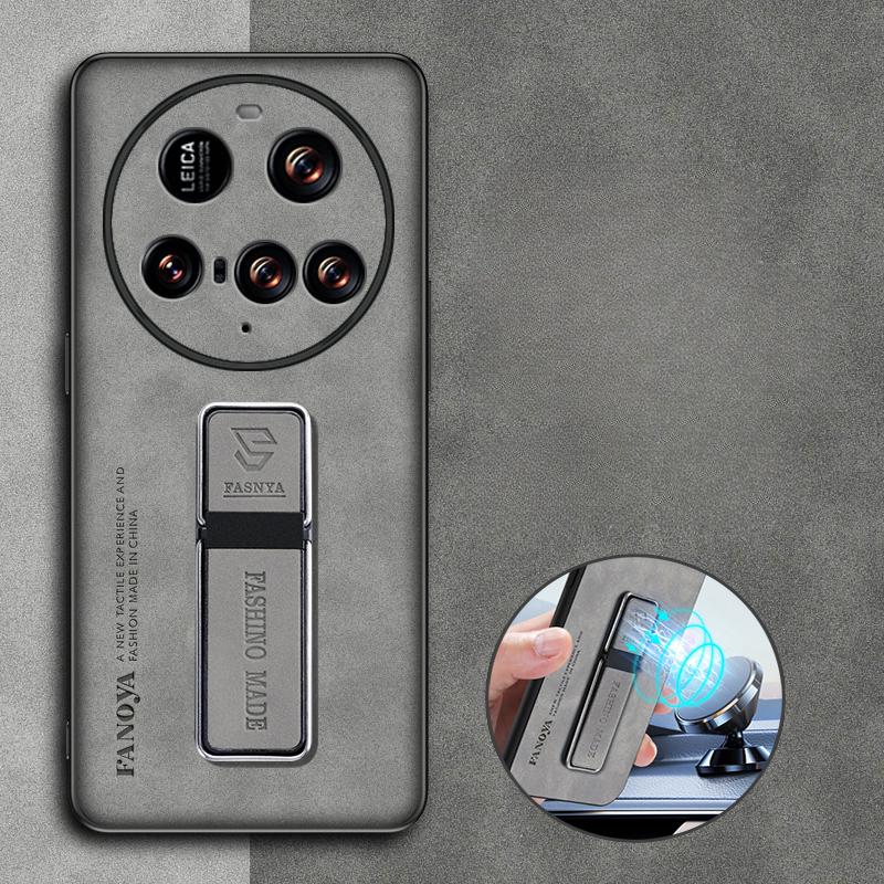 

Для Xiaomi 15 Ultra чехол роскошный овечья кожа KickStand телефон чехол для Xiaomi 15ultra Mi 15 Pro 14T магнитный держатель матовый силиконовый бампер for xiaomi 15 ultra серый