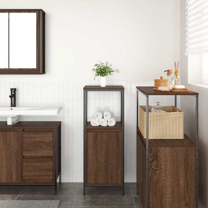 VidaXL Meuble de salle de bain avec étagères chêne marron 36x35x95 cm, armoire de rangement de salle de bain, armoire de 861916