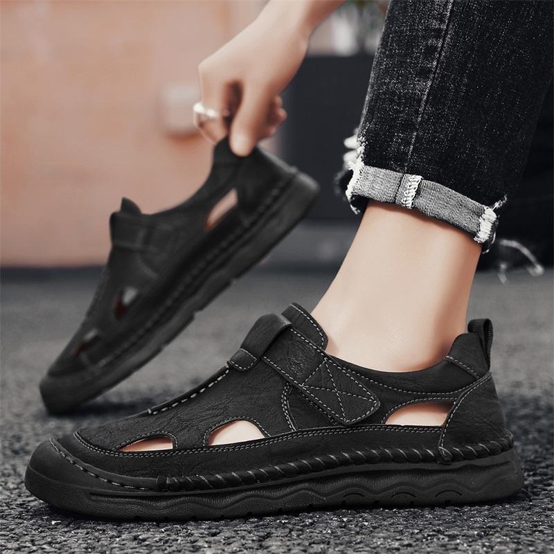 New Summer Breathable Men Sandals Roman Sandals Handmade Leather Men Casual Shoes Platform Outdoor Mens Beach Sandals
