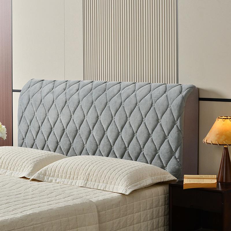 All-inclusive Super Soft Smooth Quilted Head Cover Thicken Velvet Headboard Cover Solid Color Bed Back Dust Protector Cover