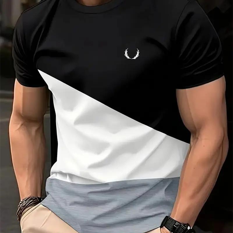 Men's T-Shirt Fashion Streetwear Summer Short Sleeve Stripe Print Male T-Shirts Male Oversized Clothing Casual Crew Neck Tops